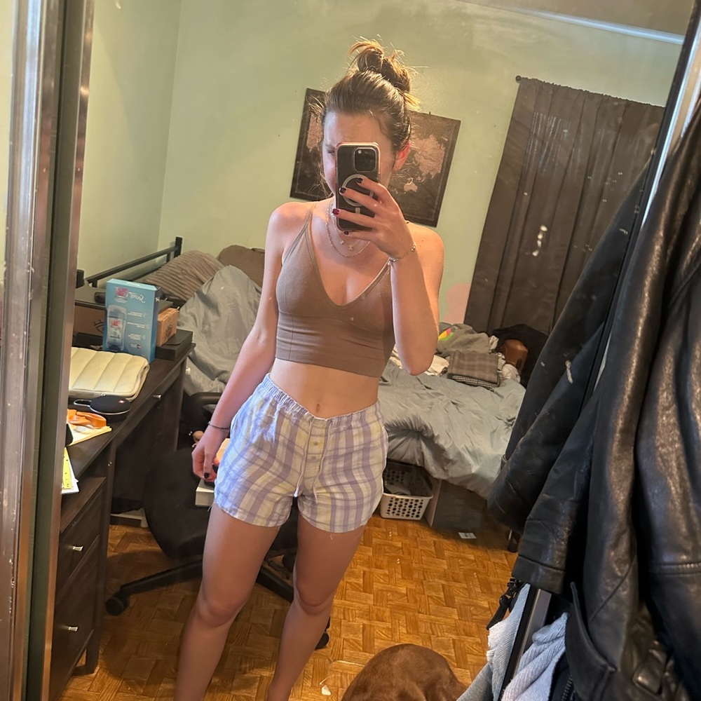 Plaid sweat shorts